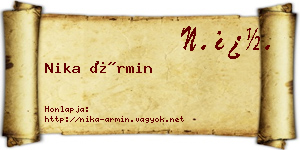 Nika Ármin névjegykártya